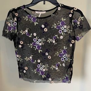 Urban Outfitters Embroidered Sheer Crop Top